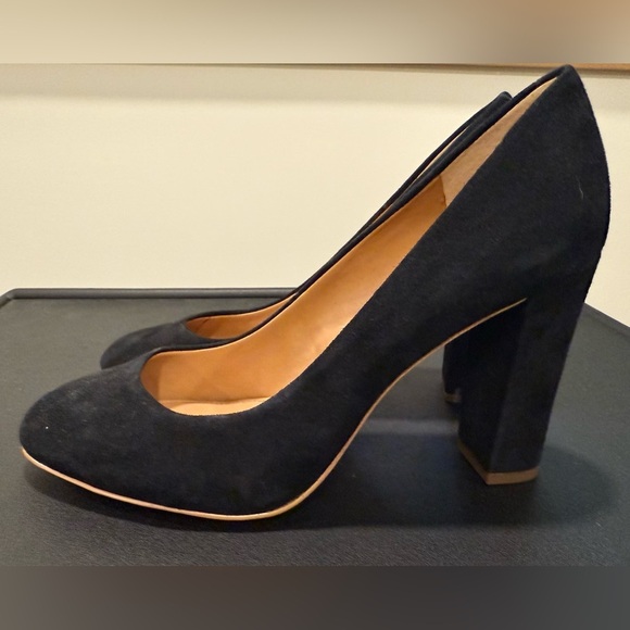 J. Crew Black Heels Block Chunky Pumps Party Office Neutral Feminine - Picture 1 of 7